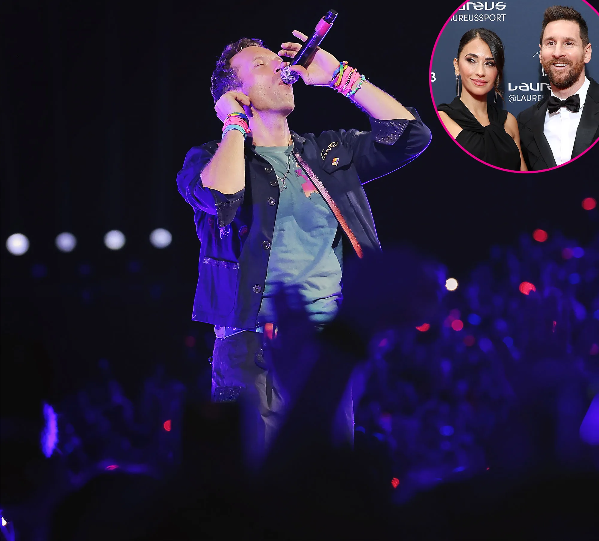 Promo Chris Martin Sings to Lionel Messi Wife Antonella Roccuzzo During Latest Coldplay Kiss Cam