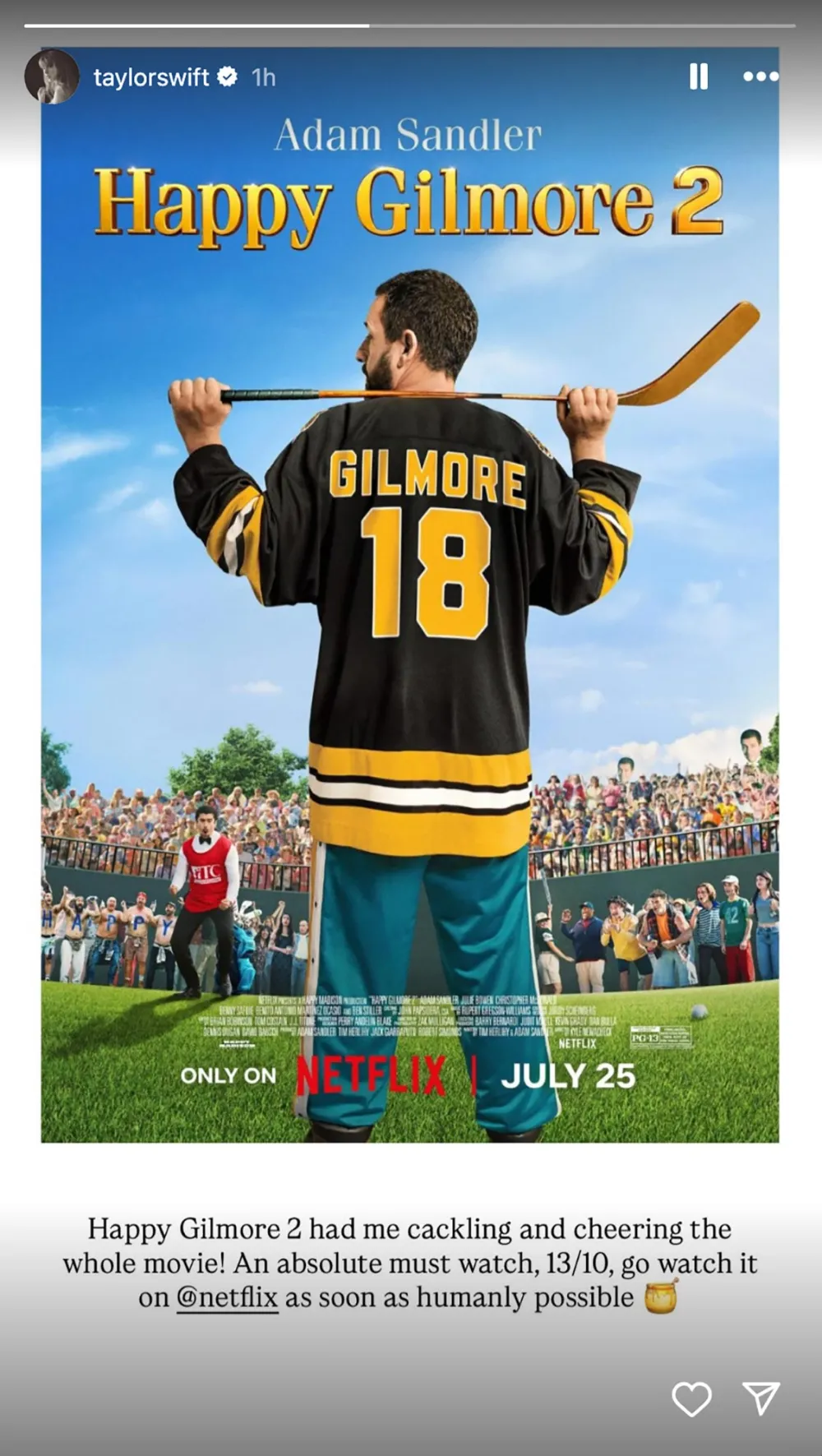 Taylor Swift Reacts Travis Kelce Happy Gilmore 2 Cameo That Sees Him Shirtless and Slathered in Honey