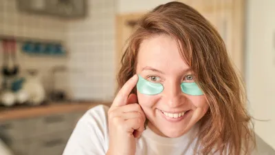 Refreshing skincare routine with under-eye patches for morning revival and self-care