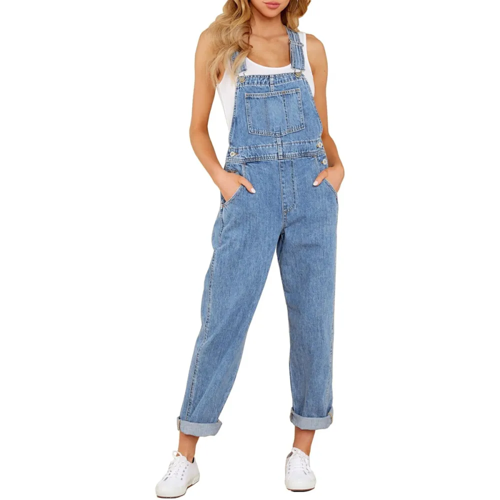Grapent Loose Fit Denim Bib Overalls