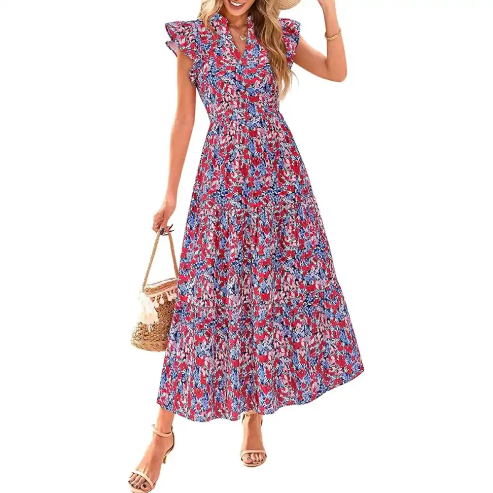 Prettygarden Flowy Floral Cap Sleeve Max Dress Amazon