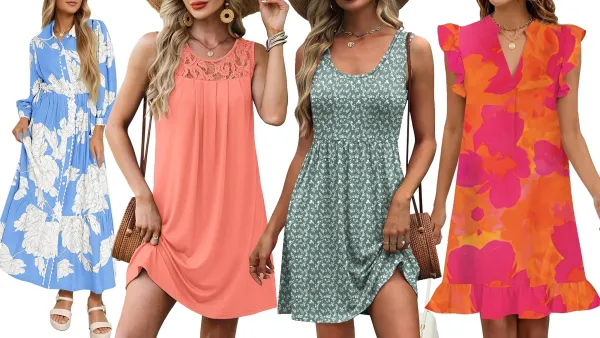 Blue, pink green and orange Amazon dresses
