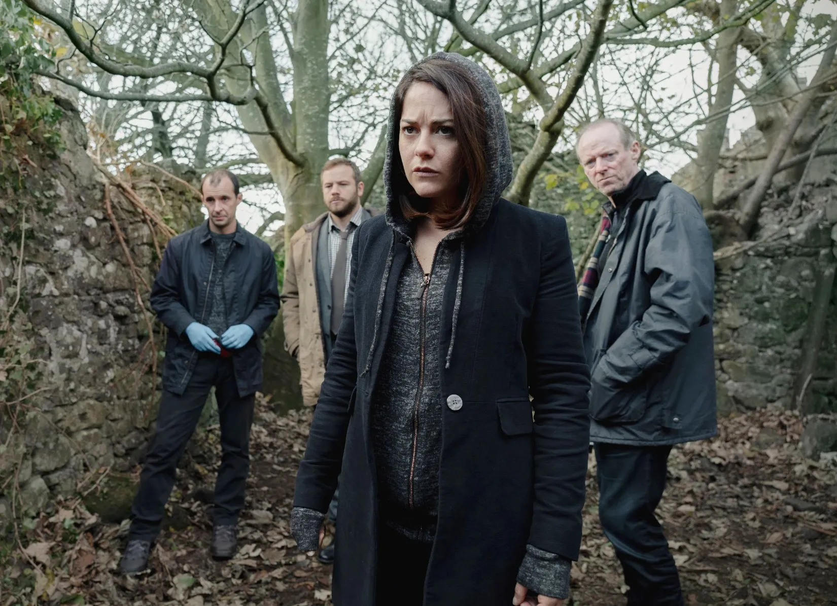 Tom Vaughn Lawlor, Moe Dunford, Sarah Greene, Ned Dennehy in Dublin Murders