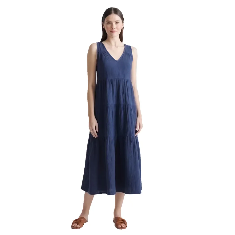 Women's 100% Organic Cotton Gauze Tiered Maxi Dress