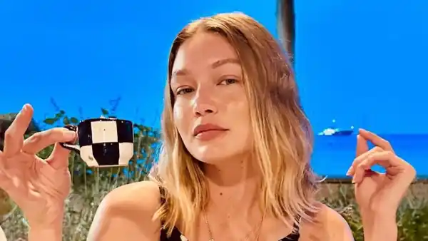 Gigi Hadid Playfully Matches Her Black and White Polka-Dot Dress to Her Teacup