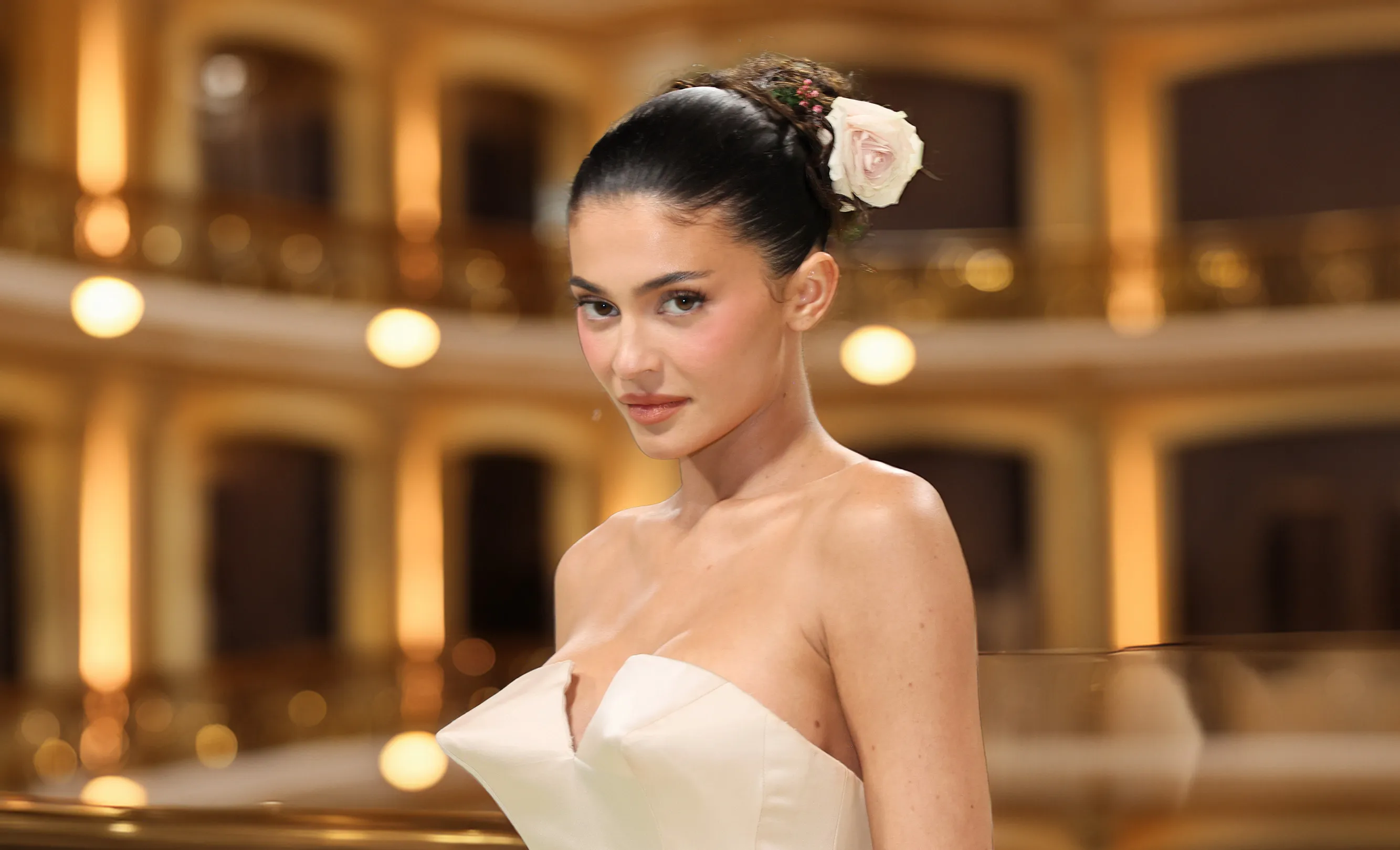 Kylie Jenner in a luxurious ballroom