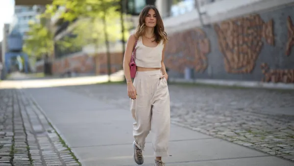 HAMBURG, GERMANY - MAY 28: Sonja Paszkowiak wearing Two piece by Aylin Koenig, Chanel bag and Adidas x yeezy sneaker on May 28, 2020 in Hamburg, Germany. (Photo by Jeremy Moeller/Getty Images)