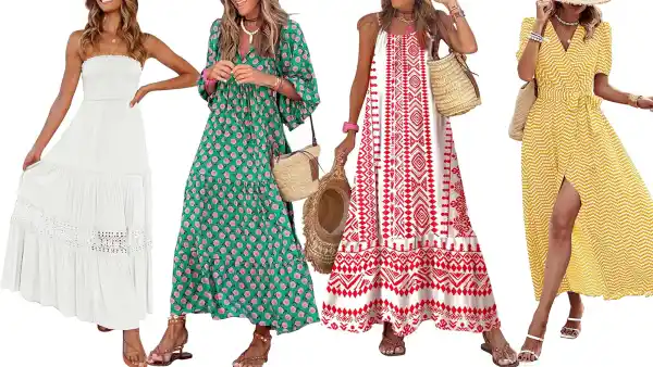 white, green, red and yellow maxi dress amazon