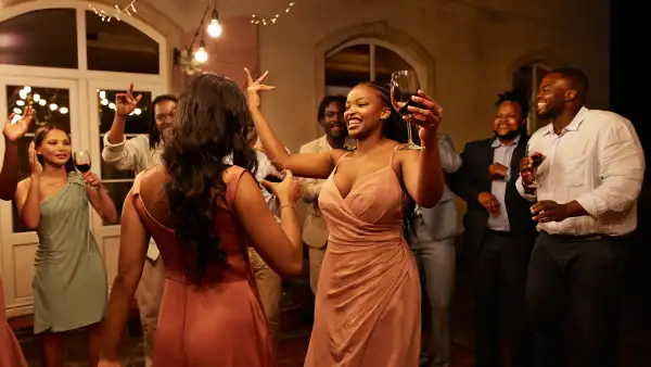 Women in Satin Dresses