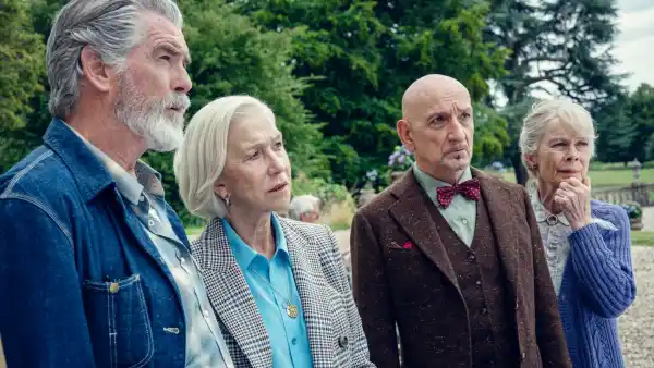 Celia Imrie, Sir Ben Kingsley, Helen Mirren, Pierce Brosnan in The Thursday Murder Club