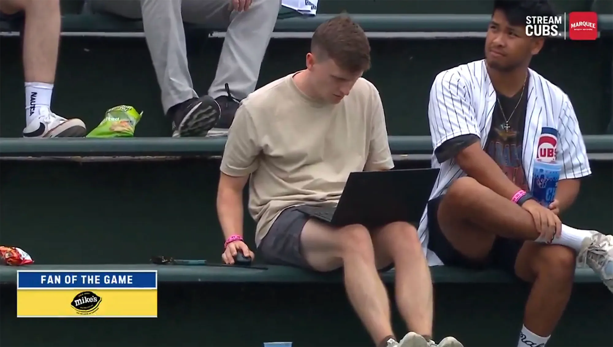 Chicago Cubs Fan Goes Viral For Working on His Laptop In Bleachers During Game