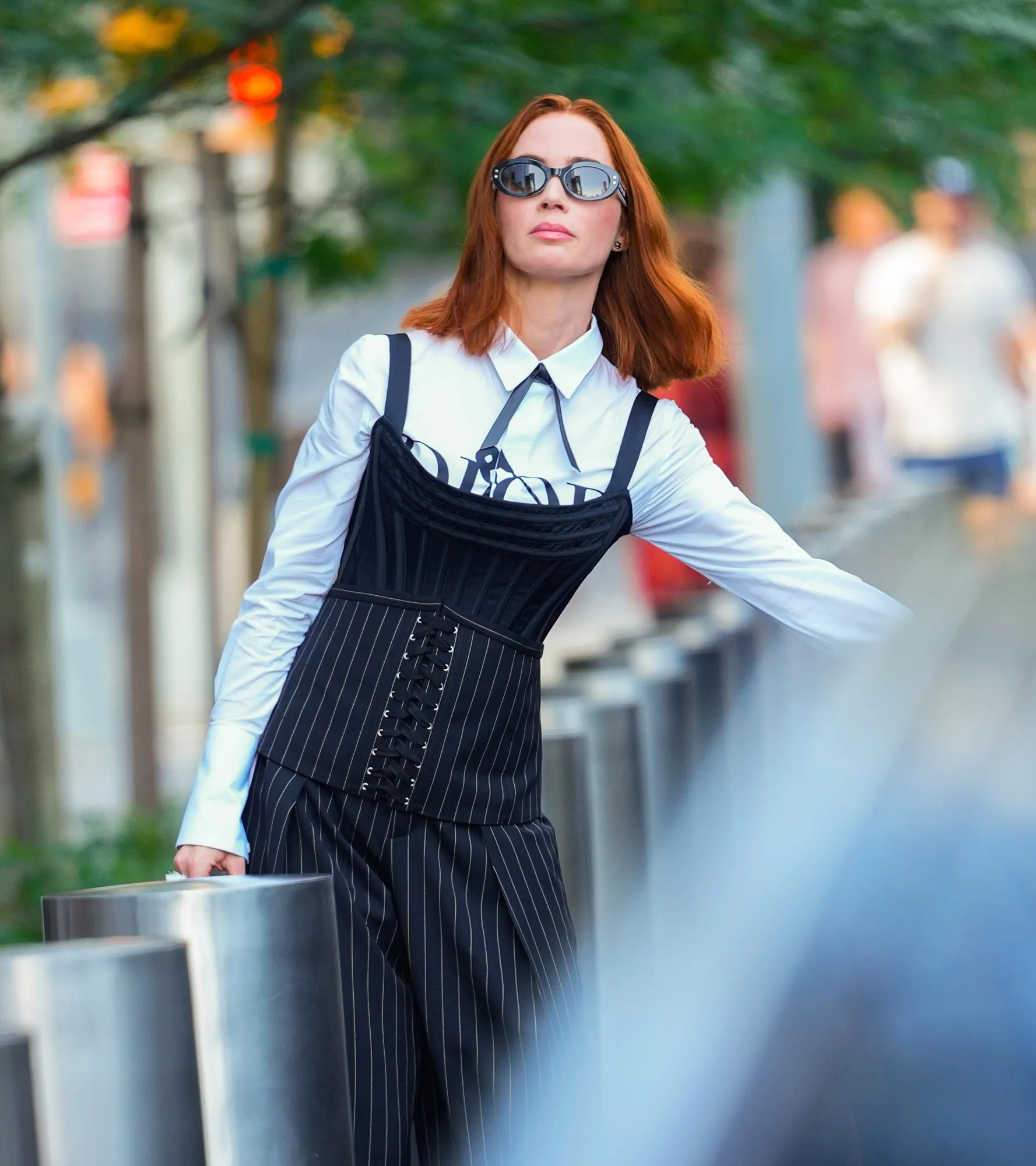 Emily Blunt Ditches Signature Red Hair and Enters Platinum Blonde Era in Devil Wears Prada 2 GettyImages 2226962030