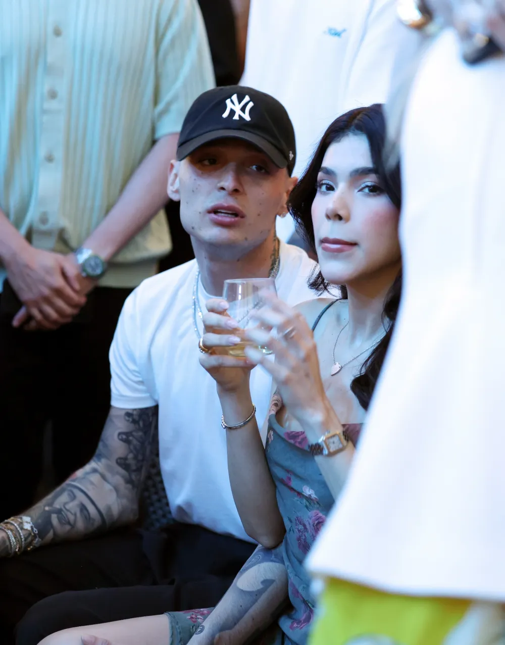 Los artistas mexicanos Peso Pluma y Kenia Os al inicio de su romance.