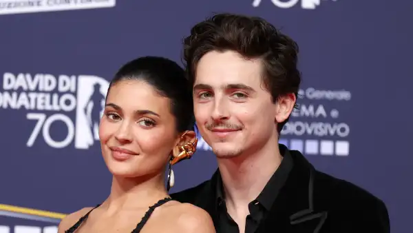 Kylie Jenner and Timothée Chalamet on the red carpet at the 2025 David di Donatello Awards.