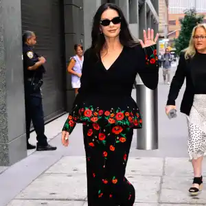 Catherine Zeta-Jones is seen in midtown on August 05, 2025 in New York City.