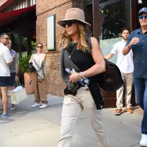Jennifer Aniston is seen out and about in Manhattan on August 08, 2025 in New York City.