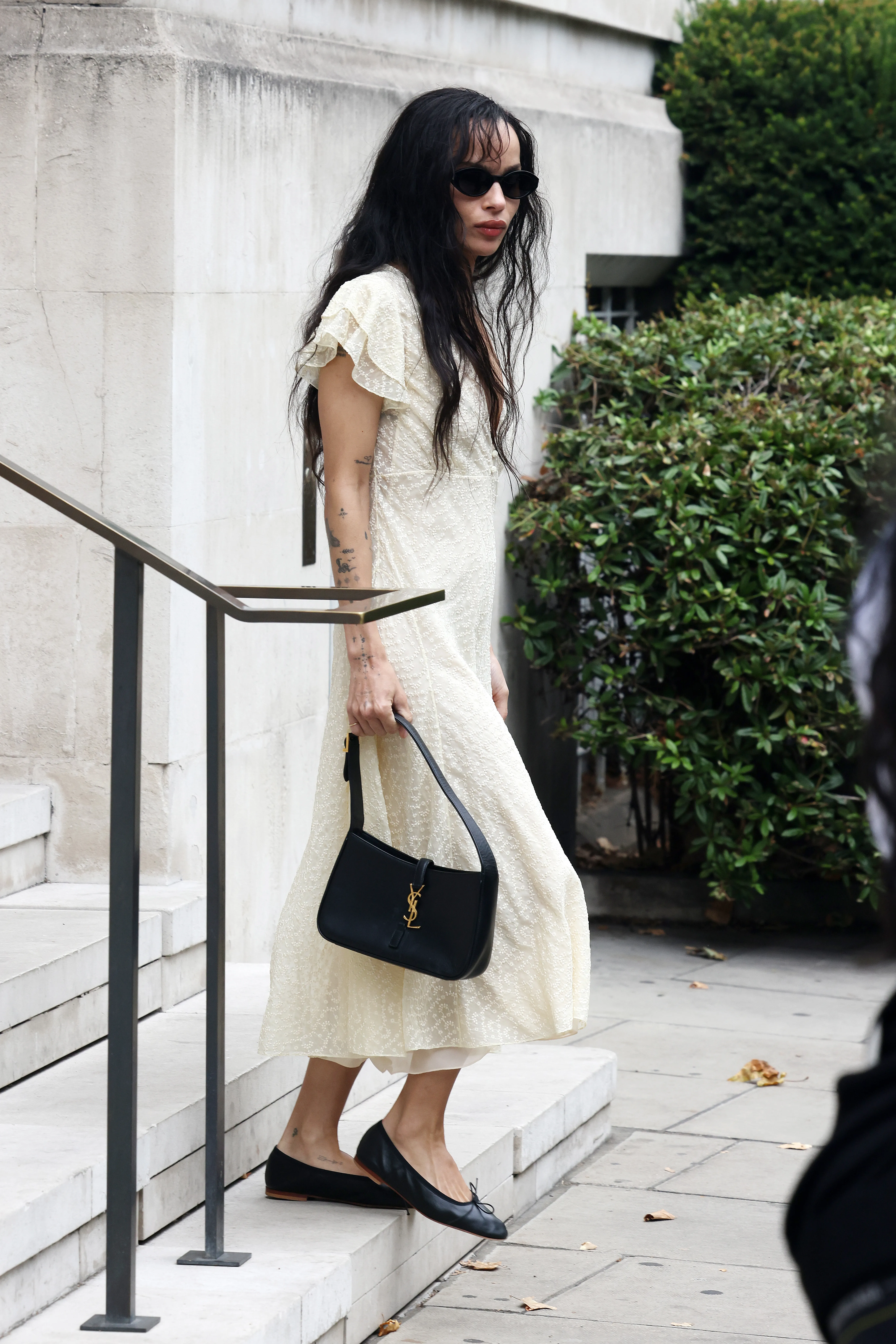 Zoe Kravitz seen out promoting new movie 'Caught Stealing' on August 19, 2025 in London, England.