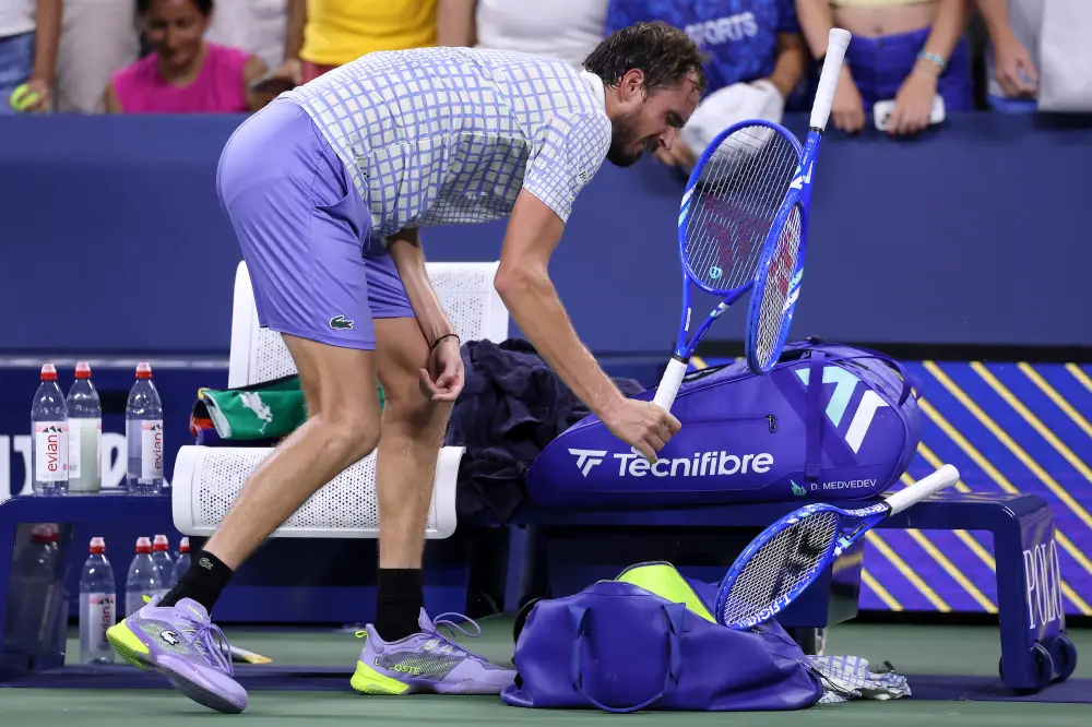 GettyImages-2231921447 Daniil Medvedev 2025 US Open Racket Smash