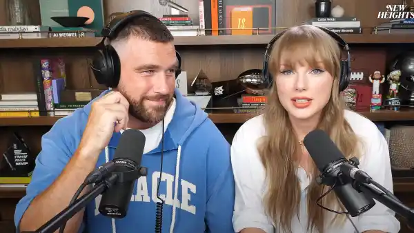 New Heights Shares BTS video of Taylor and Travis Warming Up for Podcast