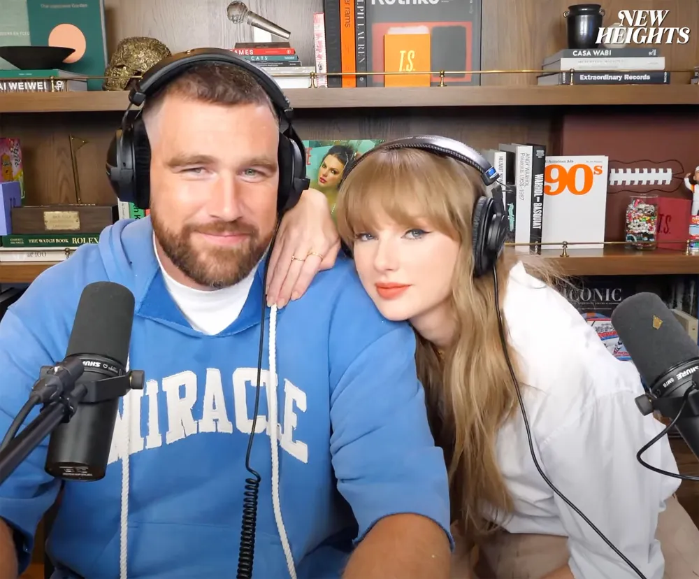 Taylor Swift and Travis Kelce Kiss on New Heights 2