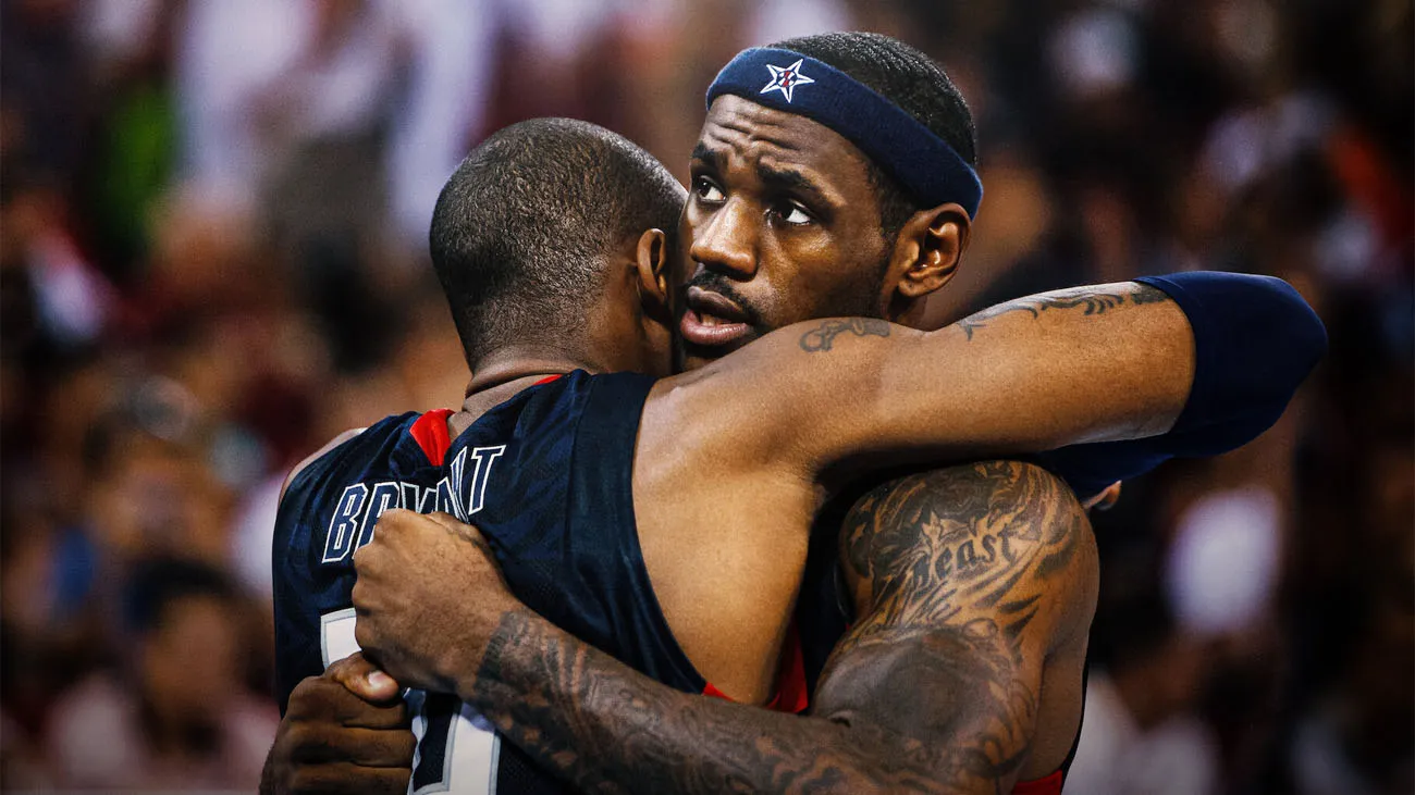 Kobe Bryant embraces LeBron James in The Redeem Team
