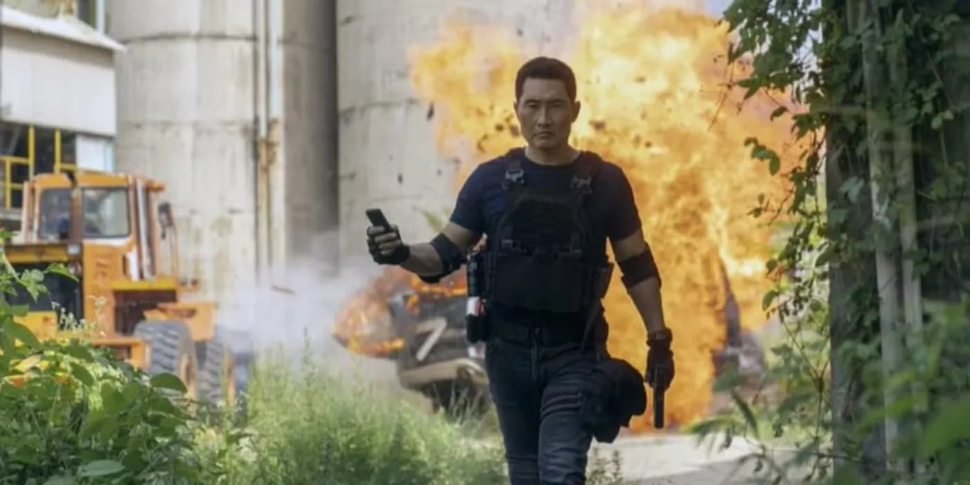 Daniel Dae Kim walks away from an explosion in Butterfly
