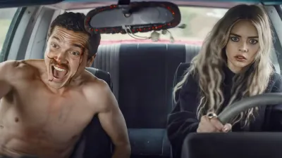 Karl Glusman and Samara Weaving in Eenie Meanie