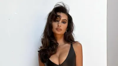 Emily Ratajkowski Bares Her Cleavage in Sexy Leather Outfit and Sheer Pants