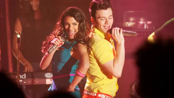 Lea Michele and Chris Colfer in Glee