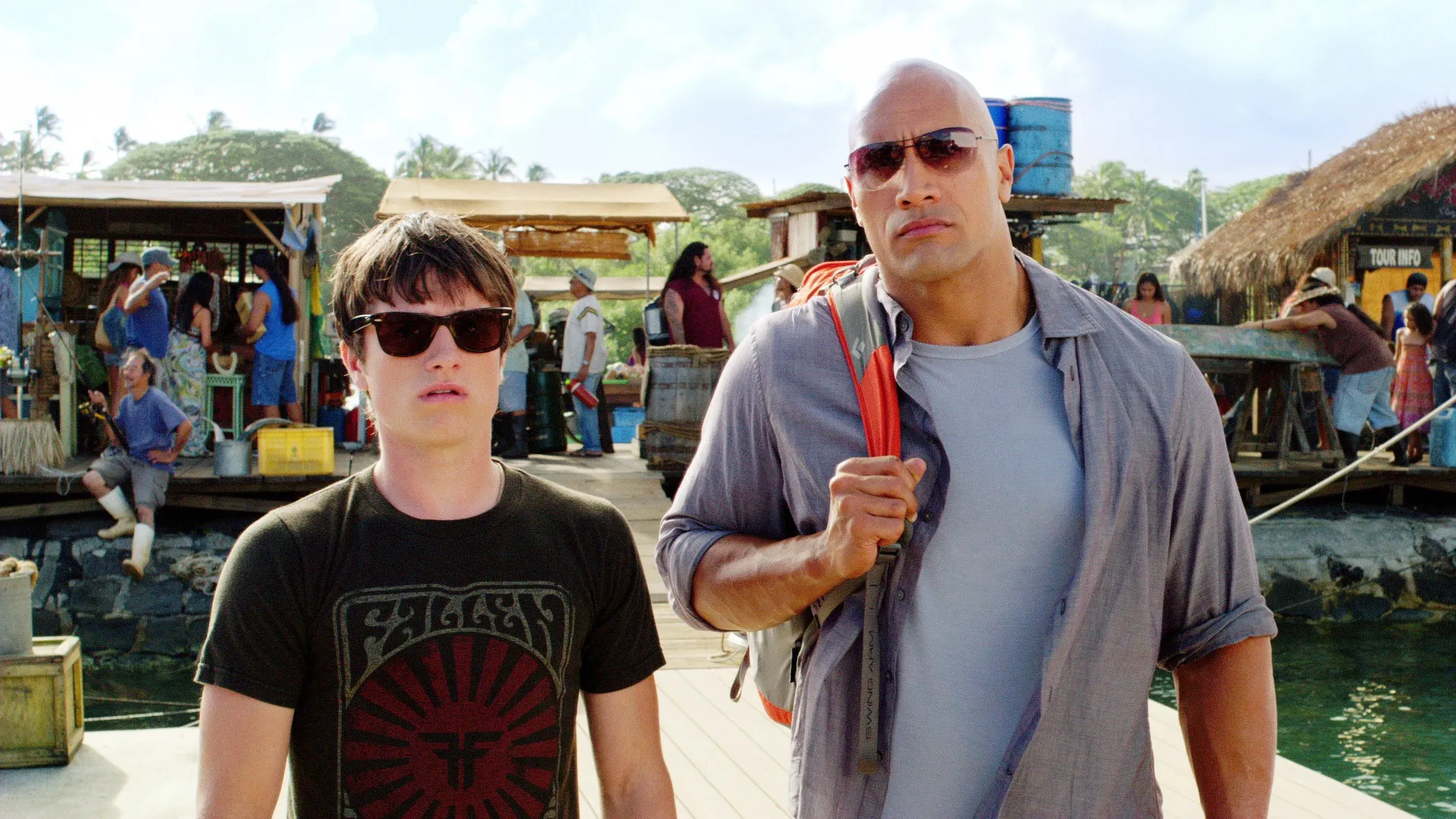 Josh Hutcherson and The Rock in Journey 2: The Mysterious Island