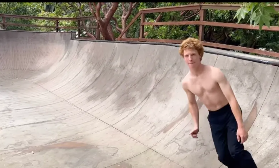 Phinnaeus Moder rides skateboard