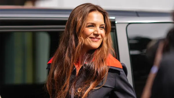 Katie Holmes is seen, outside Patou, during the Haute Couture Fall/Winter 2024/25 as part of Paris Fashion Week on June 27, 2024 in Paris, France.