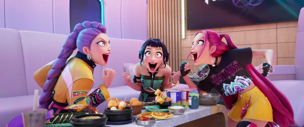 Rumi (voice: Arden Cho), Zoey (voice: Ji-Young Yoo), Mira (voice: May Hong) in KPop Demon Hunters