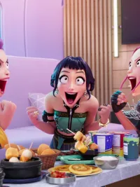 Rumi (voice: Arden Cho), Zoey (voice: Ji-Young Yoo), Mira (voice: May Hong) in KPop Demon Hunters