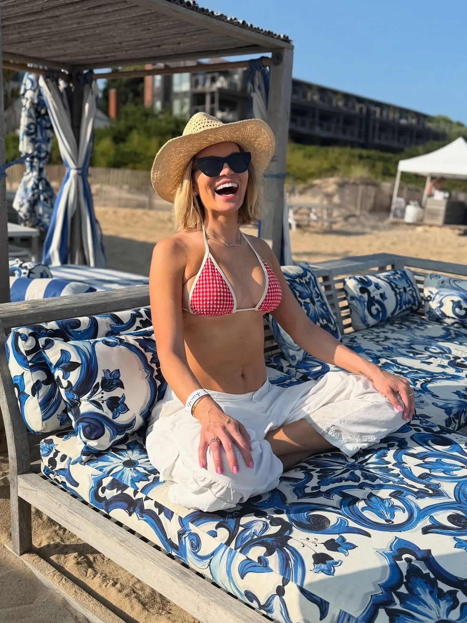 Lindsay Hubbard Is Radiant in Gingham Bikini While Showing Off Postpartum Figure in Hamptons Hotspot