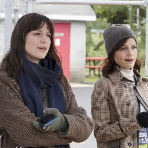 Melissa Benoist and Carla Gugino in The Girls on the Bus