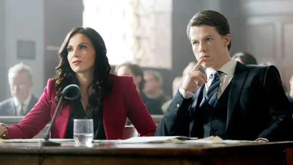 Lana Parrilla and Milo Callaghan in The Rainmaker