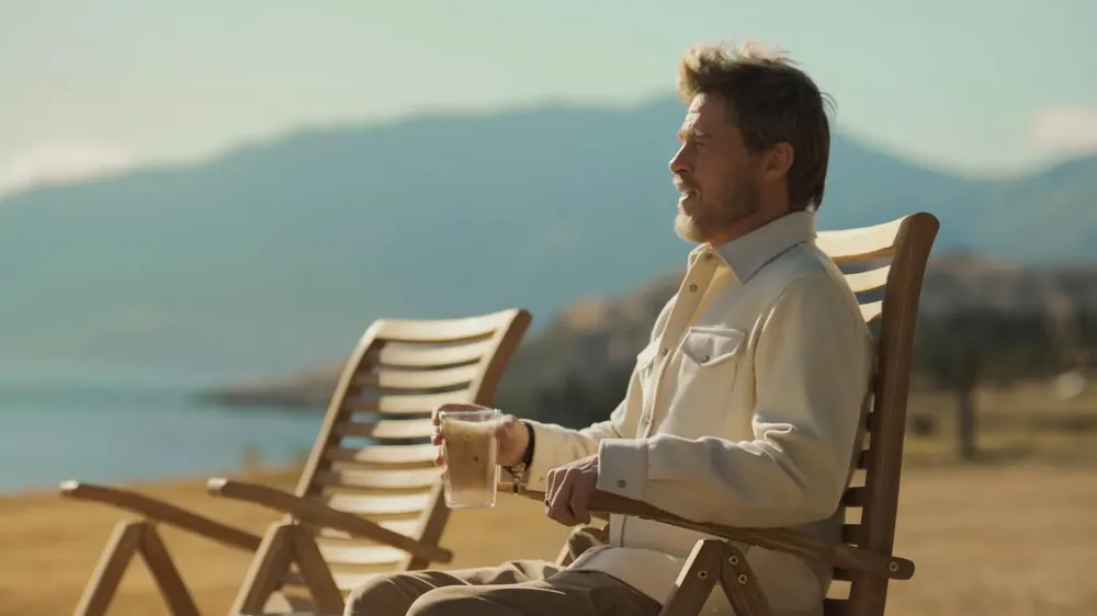 Brad Pitt Shows Support to GF Ines de Ramon by Rocking Exec s Jewelry Brand in New Coffee Commercial 005