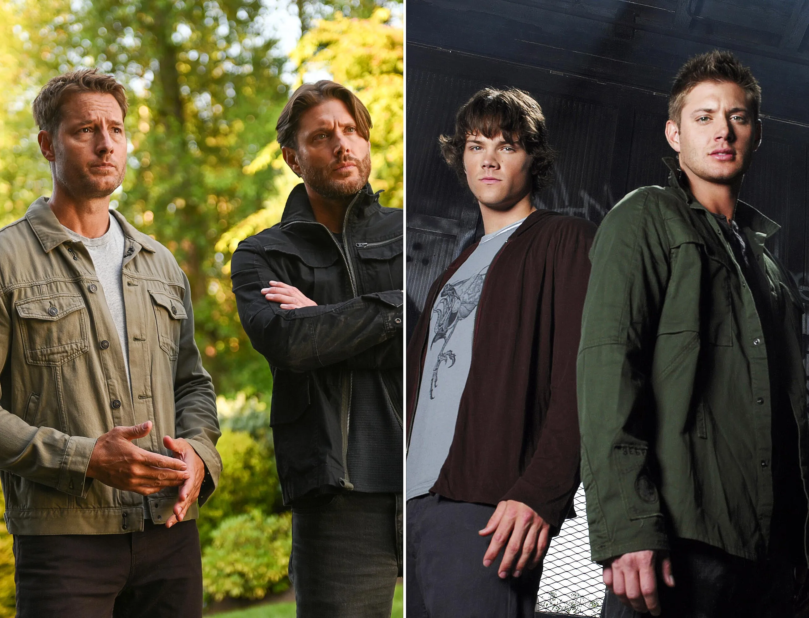 Every Time Tracker Featured Supernatural Easter Eggs for Jensen Ackles Justin Hartley and Jensen Ackles from Tracker a still of Jensen Ackles and Jared Padelecki from Supernatural 003