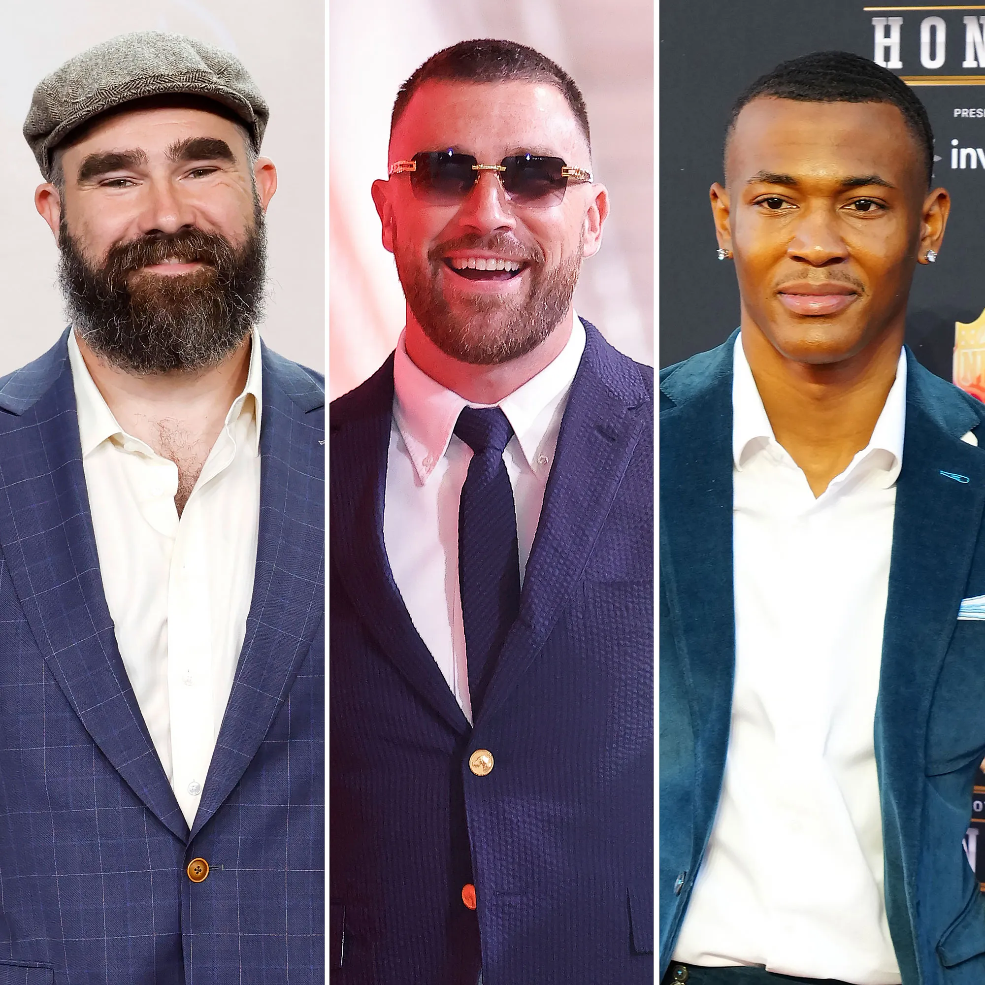 Feature Jason Kelce Pokes Fun at Travis and DeVonta Smith Suit Shorts Style Showdown