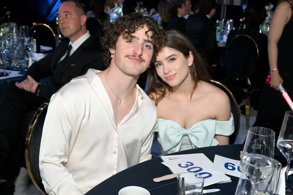 Benson Boone and Maggie Thurmon attend the Elton John AIDS Foundation's 2024 Academy Awards viewing party