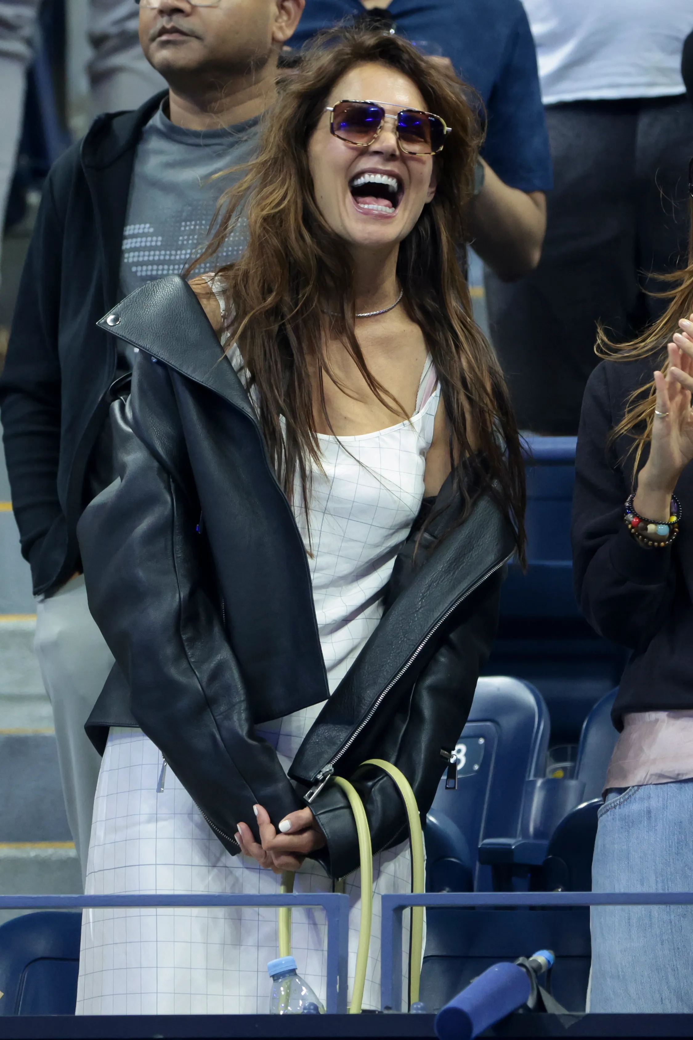 Katie Holmes attends day six of the 2025 US Open Tennis Championships at USTA Billie Jean King National Tennis Center on August 29, 2025 in Flushing Meadows, Queens, New York City.