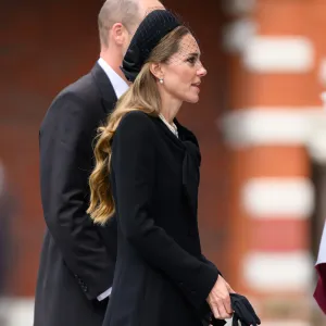 Catherine, Princess of Wales arrives for the funeral of Katharine, Duchess of Kent at Westminster Cathedral on September 16, 2025 in London, England. Katharine, Duchess of Kent was married to Prince Edward, Duke of Kent, the first cousin of Queen Elizabeth II. She died on September 4 at the age of 92 at Kensington Palace surrounded by her family. Having converted to Catholicism in 1994, her funeral takes place at Westminster Cathedral and is the first Catholic funeral to be held for a member of the royal family in modern British history. Her Royal Highness will be laid to rest at the Royal Burial Ground at Frogmore, Windsor.