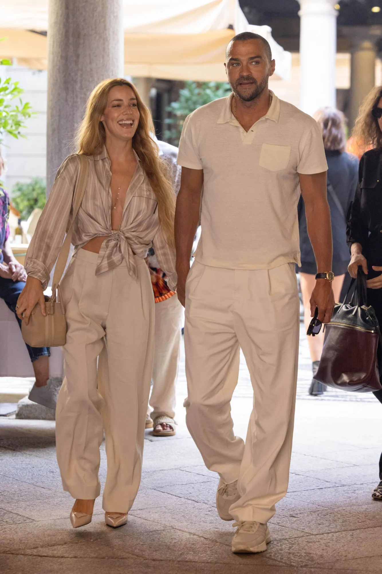 GettyImages2233686581Jesse Williams Holds Hands With Hotel Costiera Costar Alejandra Onieva