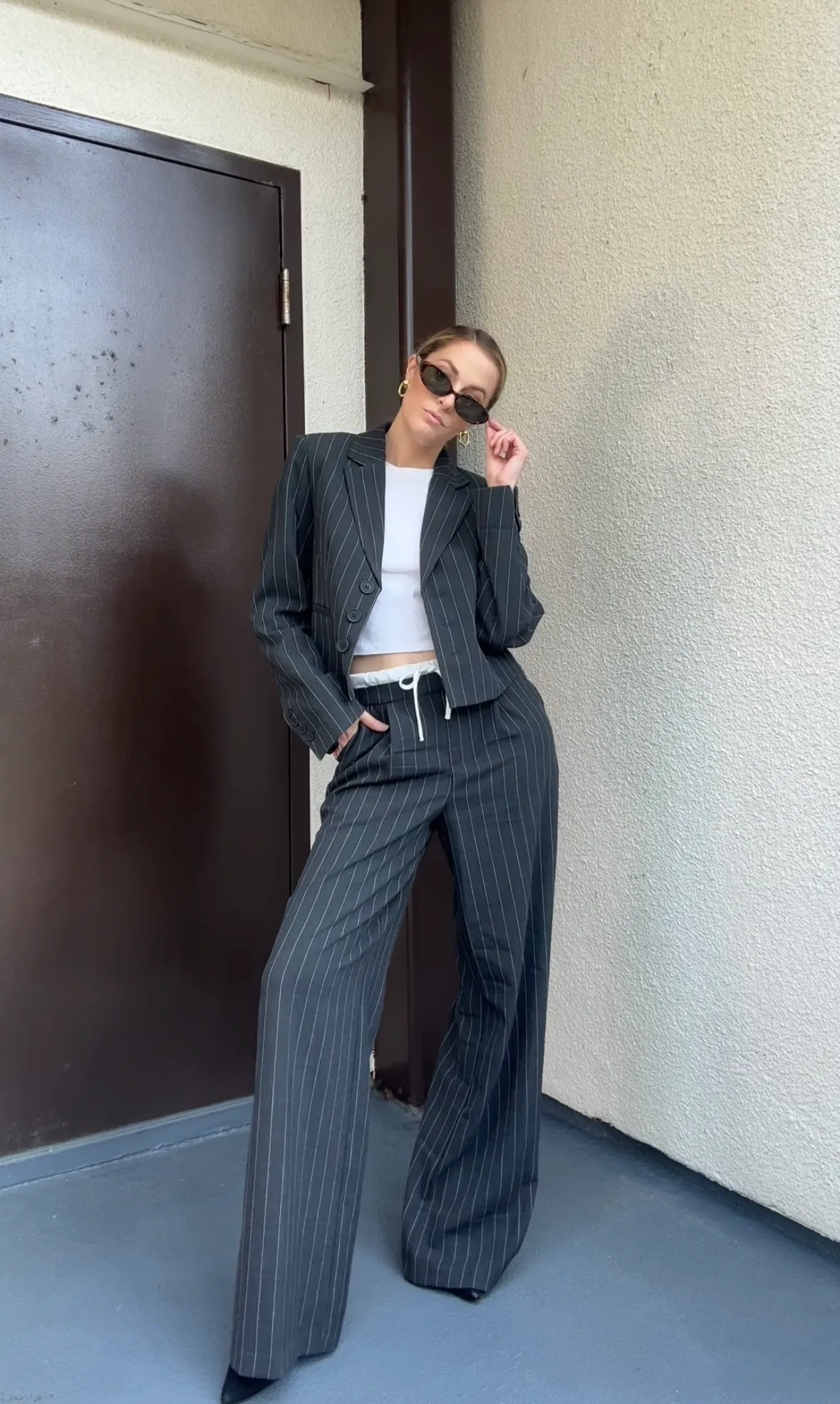 pinstripe power suit