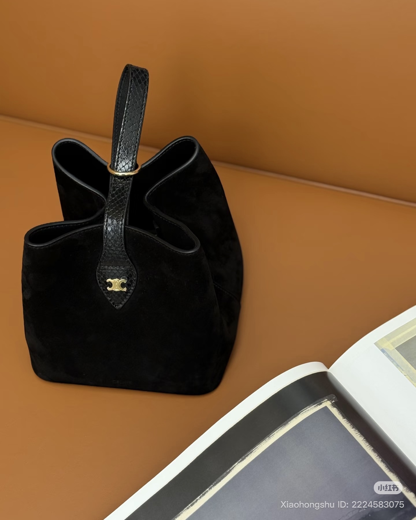 celine suede small amber bag