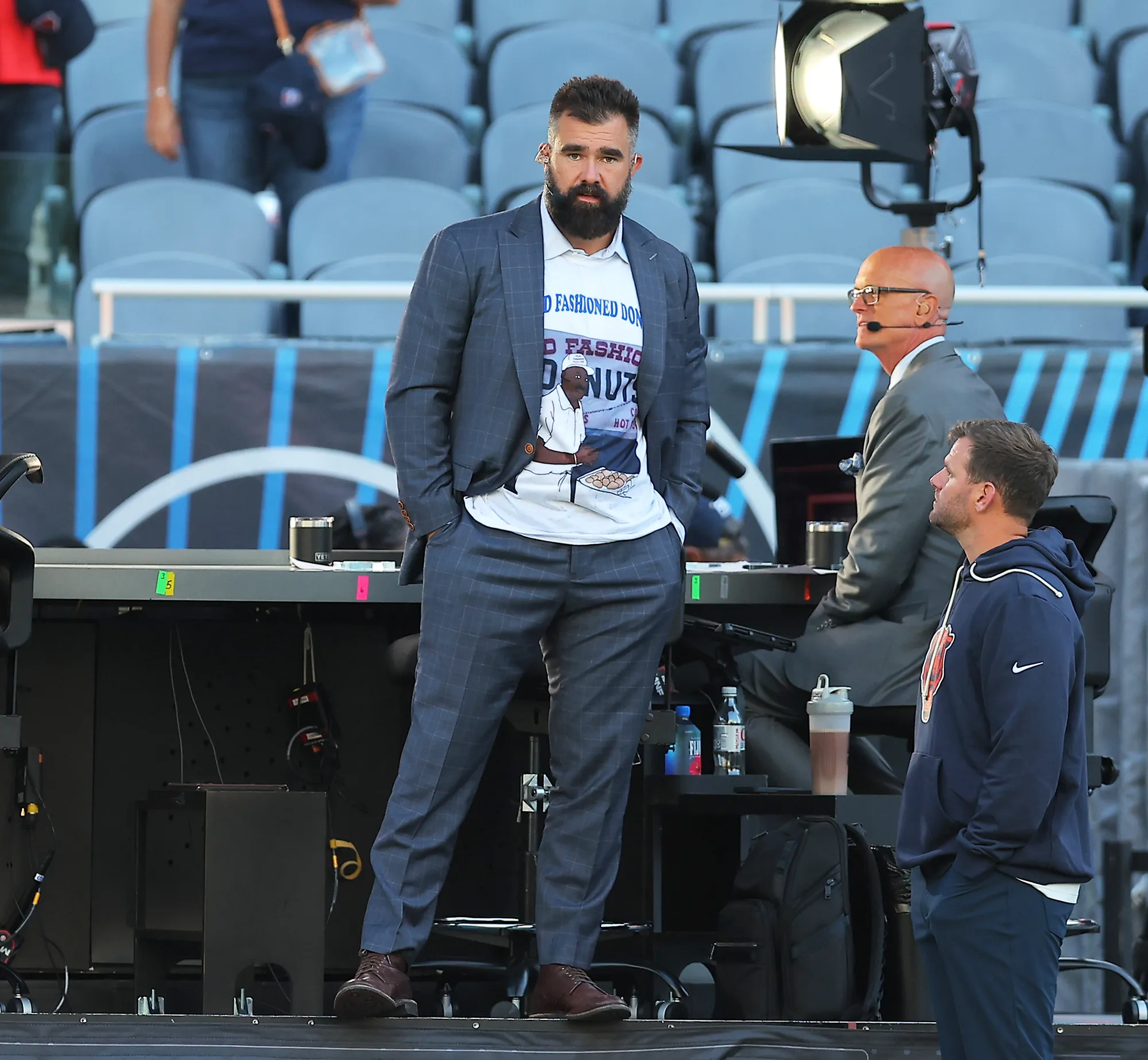 FEATURE Jason Kelce Explains the Strange T Shirt He Was Wearing Under His Suit on Monday Night Countdown