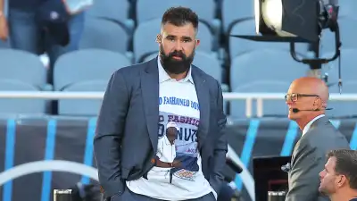 FEATURE Jason Kelce Explains the Strange T Shirt He Was Wearing Under His Suit on Monday Night Countdown