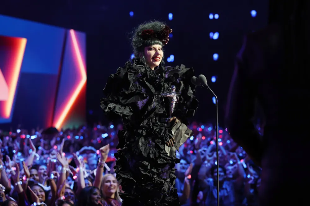 Lady Gaga Beams In From Mayhem Ball to Perform at 2025 MTV VMAs GettyImages-2234212326