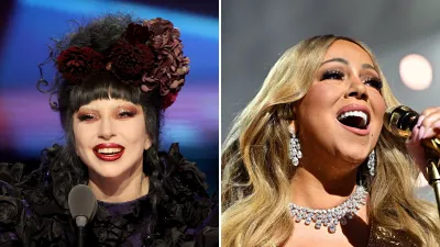 A split of Lady Gaga and Mariah Carey